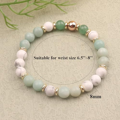 KSQS Healing Stone Bead Bracelet for Women, Natural Gemstones Balance Protection Bracelet, Spiritual Crystal Beads Bracelet Anxiety Relief with Meaning Card - color: Clarity