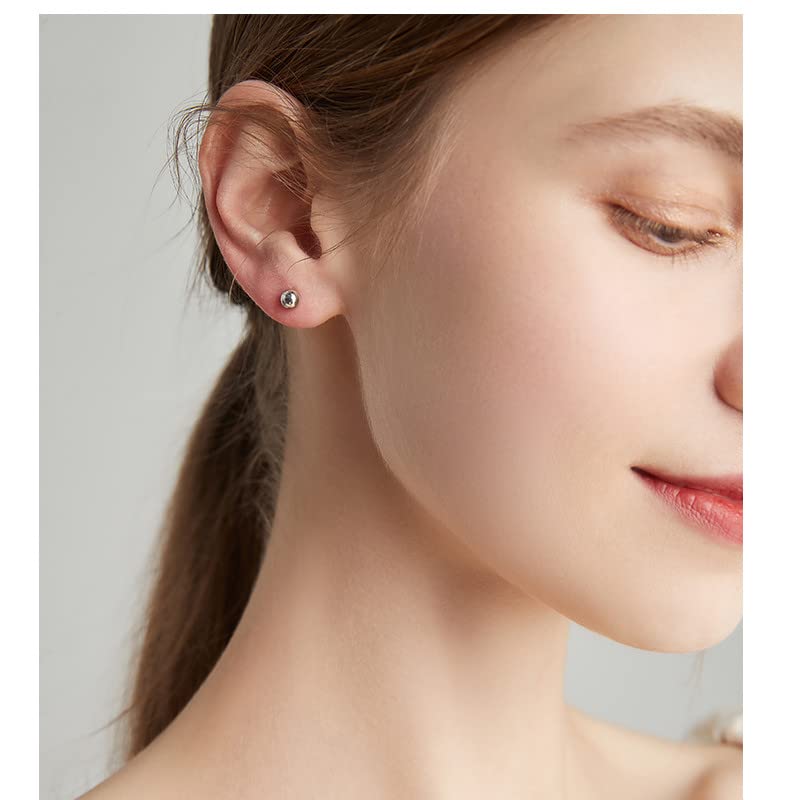 Screw on Earring Backs for Women,Hypoallergenic Surgical Steel Stud Earrings Ball Star Circle Simple Geometric Cartilage Helix Flat Back Piercing Earrings - color: 3pairs,Silver,Ball(3-5mm)