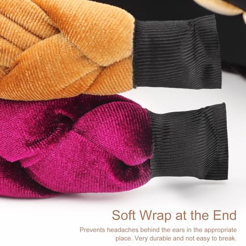 DRESHOW Braided Headbands for Women Velvet Hair Hoop Elastic Criss Cross Hair Bands Accessories - color: 01 Pc Velvet Braided: Fuschia