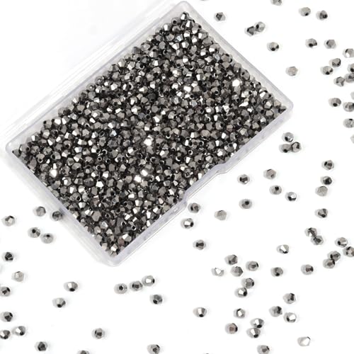 1000Pcs 4mm Faceted Crystal Glass Bicone Beads Loose Bead for DIY Bracelet Necklace Earring Keychain Jewelry Making,Silver - color: Silver