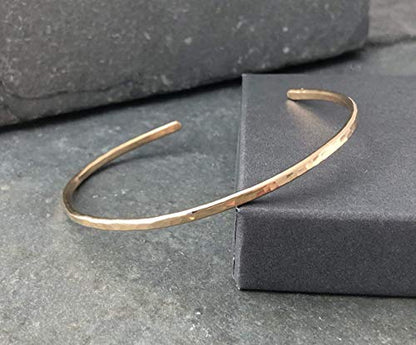 Gold Fill Hammered Thin Cuff Stacking Bracelet