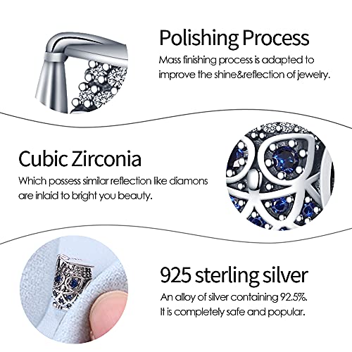 Pandach 925 Sterling Silver Charms Beads for Bracelets and Necklaces Butterfly and Headphones Pendants Clover Charms Jewelry Gift for Women - style: owl Bead Charm