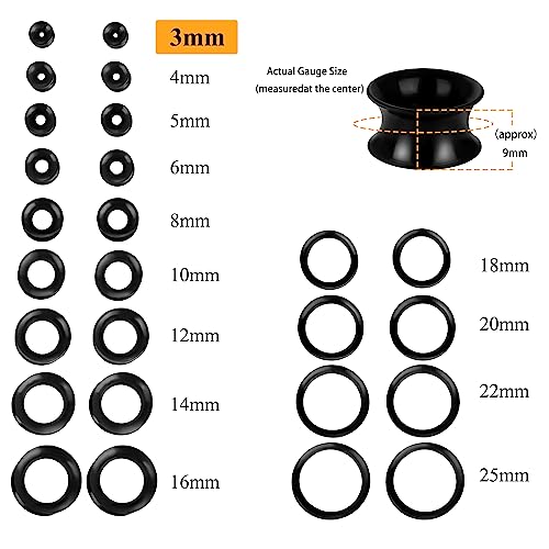 Xpircn 30Pcs Silicone Ear Gauges Flexible Ear Tunnels Plugs Stretchers Expander Double Flared Flesh Ear Piercing Jewelry for Women Men - style: Gauge:8G(3mm)