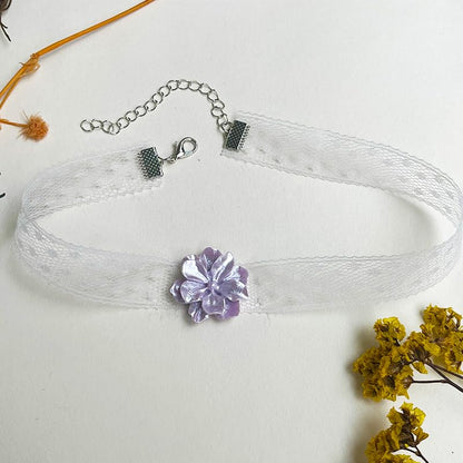 Nova&Aria Chokers Set For Women Heart Choker Necklaces Flower Pendant Velvet Cute Pink Turquoise Blue White Black Choker Necklace Christmas Colorful Lace Chokers - color: White&Green