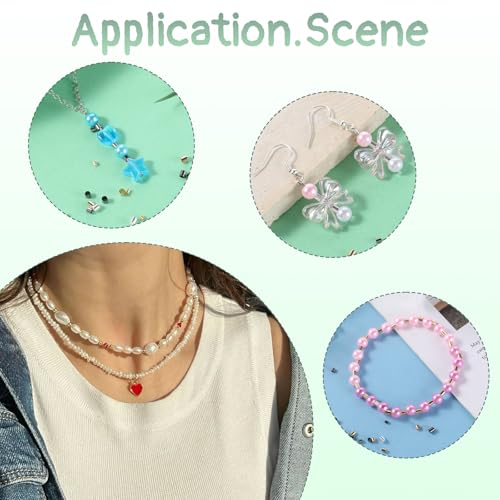 2200 Pieces Crimping Beads for Jewelry Making, Metal Crimp Tubes Tube Crimp Beads Jewelry Repair Kit with Crimping Pliers, Elastic Bracelet String and Bracelet Beading Wire for Necklaces Earring