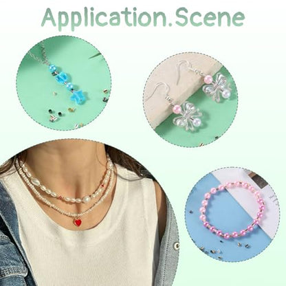 2200 Pieces Crimping Beads for Jewelry Making, Metal Crimp Tubes Tube Crimp Beads Jewelry Repair Kit with Crimping Pliers, Elastic Bracelet String and Bracelet Beading Wire for Necklaces Earring