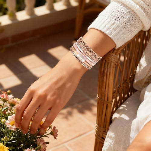 Leather Wrap Bracelets for Women, Boho Leopard Multi-Layer Crystal Beads Cuff Jewelry - color: J-Warp-004