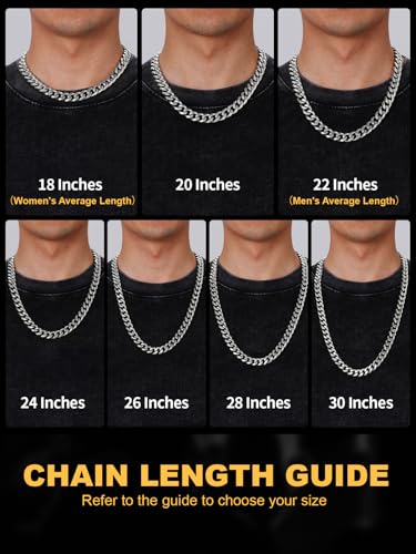 U7 Cuban Link Chain for Men, Stainless Steel Chain Necklace with Gift Box - color: a. 12mm Steel, size: 24 Inch