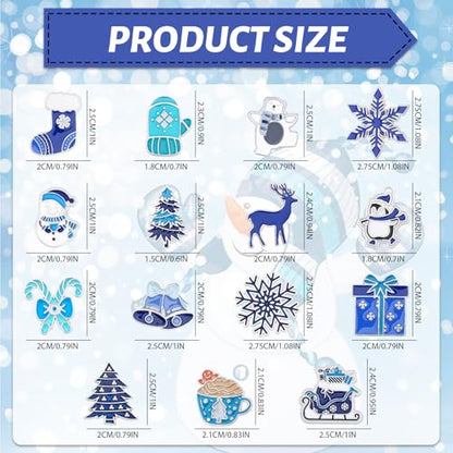 SANNIX Winter Pins, 15Pcs Christmas Enamel Lapel Pins Xmas Blue Winter Brooches Assorted Snowflake Snowman Badge Pin for Holiday Clothes Bags Hats Accessories - style: Winter Pin