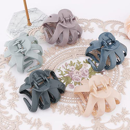 Atoden Claw Clips for Thick Hair 5Pcs, Large Hair Clips for Women, Octopus Hair Clips, Strong Grip Jumbo Jaw Clips, Girls Hair Styling Accessories, 3.15" - color: blue,khaki,light blue,light purple