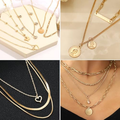 139pcs Gold Jewelry Set Costume Jewelry With 11 PCS Necklace, 16 PCS Bracelet, 90 PCS Stud Hoop Earring 22 Pcs Rings for Women Friendship Gift Set