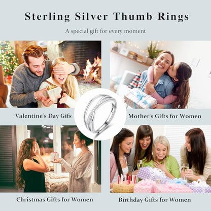 OOOPEL Sterling Silver Adjustable Ring S925 Silver Rings for Women Cubic Zirconia Twist Love Knot Dainty Ring Silver Minimalist Open Finger Rings Silver Thumb Sterling Silver Ring - color: Cubic Zirconia