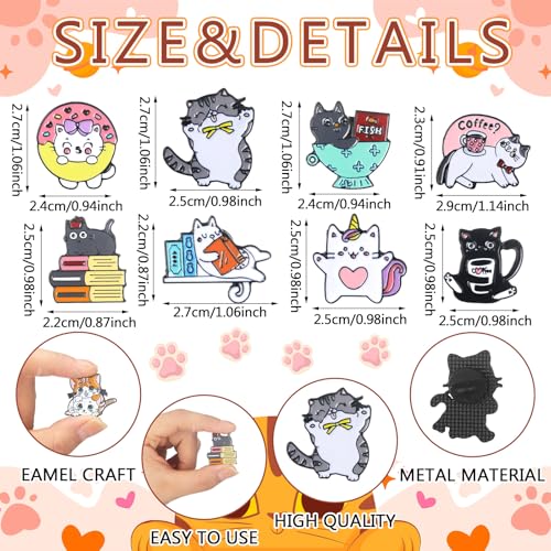 40 Pcs Cat Enamel Pins for Backpacks Christmas Party Gifts for Cat Lovers Funny Cats Lapel Pins Lovely Cute Brooch Gifts for People Who Love Cats Clothes Bags Accessories - style: Cat Theme