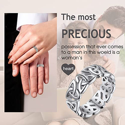 Bestyle Celtic Knot Band Rings for Men Women, Stainless Steel Irish Finger Ring Viking Wedding Bands Jewelry Gift Wedding Promise Gold Silver Black - color: 03.Stainless Steel