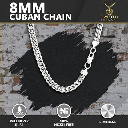 WEDDINEN Cross Necklace for Men Boys, Stainless Steel Layered Cross Pendant Cuban/Figaro Chains Christmas Jewelry Gifts - color: Silver, size: 18in/20in