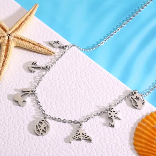Inspired Necklace with 7 Charms Stainless Steel Pendant Women Jewelry Chain | for Katseye The Wild World Tour Concert Chain Jewelry Accessory Merch Gift