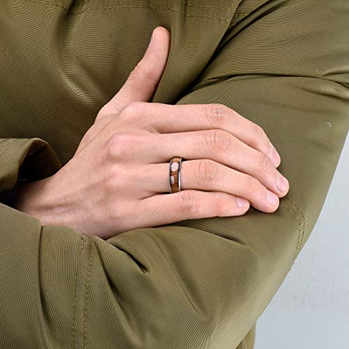 THREE KEYS JEWELRY Tungsten Wedding Band Koa wood Inlay Black Domed | 4mm, 6mm, 8mm, Everyday Wear, Black, Domed, Koa wood inlay - color: Silver 6mm