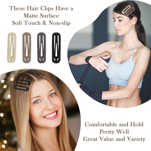 10pcs Snap Hair Clips, 2.76'' Long Snap Clip, Matte Hairpin Accessories for Women Girls, Nonslip Metal Barrettes, Neutral Color - color: 2.76'' Rectangle Neutral