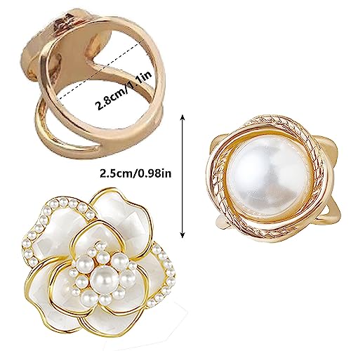 Scarf Rings Buckle And Slides For Women Scarves Pin Tshirt Ties Clip For The Side 3CP - color: Camellia silk scarf buckle
