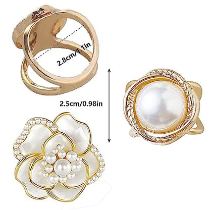 Scarf Rings Buckle And Slides For Women Scarves Pin Tshirt Ties Clip For The Side 3CP - color: Camellia silk scarf buckle