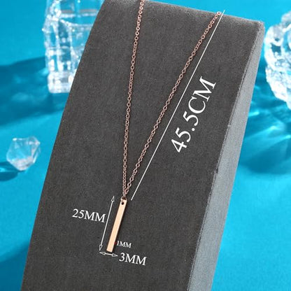Bar Stylish Minimalist Design Pendant Necklaces for Women Bar Necklace Adjustable - color: rose gold tone