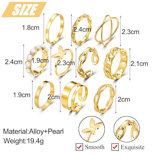 Knuckle Rings Set for Women, Dainty Stackable Midi Rings Simple Stacking Joint Finger Rings Pack Adjustable Cute Butterfly Heart Rings Mixed Size - style: B-10Pcs
