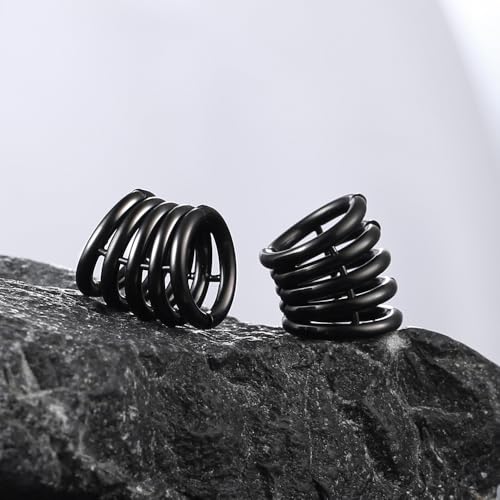 Casvort 2 PCS Hypoallergenic 316 Stainless Steel 00G/3/4'' Stacked Ring Cuffs for Stretched Lobe Ear Gauges Plugs Ear Tunnels Stretcher Earring Studs Clip on Cartilage Body Piercing Jewelry - color: Black 10mm (00g)