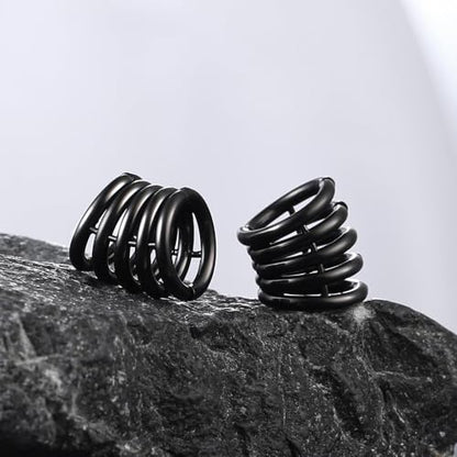 Casvort 2 PCS Hypoallergenic 316 Stainless Steel 00G/3/4'' Stacked Ring Cuffs for Stretched Lobe Ear Gauges Plugs Ear Tunnels Stretcher Earring Studs Clip on Cartilage Body Piercing Jewelry - color: Black 10mm (00g)