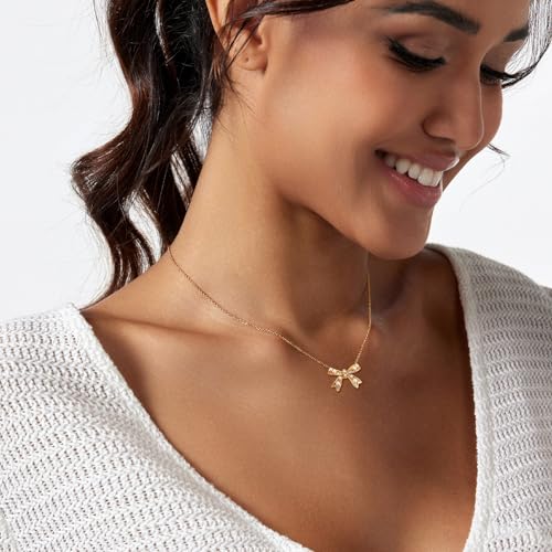 Zeffy Pearl Necklace 4MM/6MM/8MM Dainty Round Imitation Pearl Choker Necklace Wedding Pearl Necklace Delicate Jewelry for Women Simple Bridesmaid Jewelry Gifts - style: Bow Pearl Gold Necklace