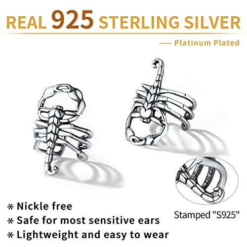 ChicSilver 925 Sterling Silver Ear Cuffs Non-Piercing Cartilage Earrings: Various Styles, Conch Cuffs (with Gift Box) - style: G: Scorpion