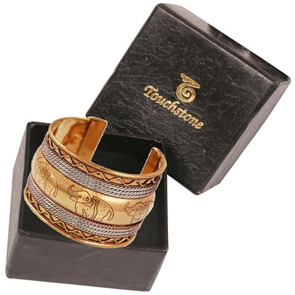 Touchstone Indian Bollywood Handcrafted Slip In Easy To Wear Stylish Wrist Enhancer Designer Broad Jewelry Cuff Bracelet For Women and Men. - style: Elephant 2