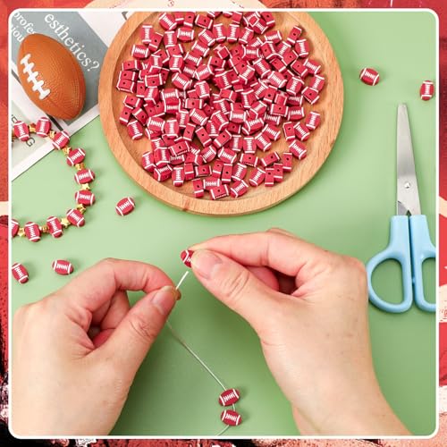 300Pcs Football Color Oval Loose Beads for Jewelry Making, DIY Crafts and Handicrafts - color: Football Color
