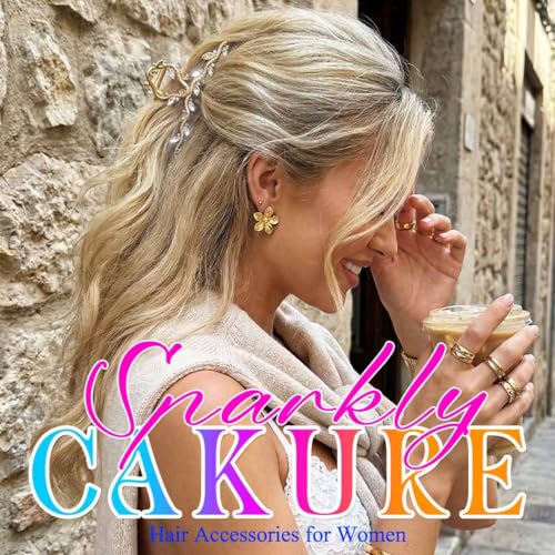 CAKURE Gold Claw Clip Rhinestone Hair Clips Large Fancy Hair Claw Clip Hair Accessories for Women (Pack of 2) (b-gold) - color: b-gold
