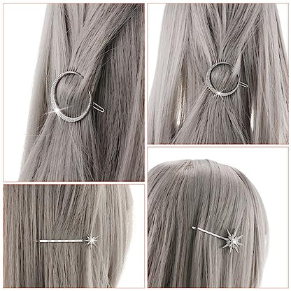 Beaupretty 2pcs Moon Star Hair Clips Vintage Metal Alloy Rhinestone Bobby Pins Hair Accessories for Women Silver