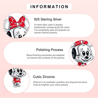 MITSOKU 925 Sterling Silver Charms for Bracelets Necklaces Animal prototype Pendant Safety Chain Dangle Pendants Beads Christmas Day Charms Jewelry Gift for Women - style: Cartoon Mouse&Safety Chain