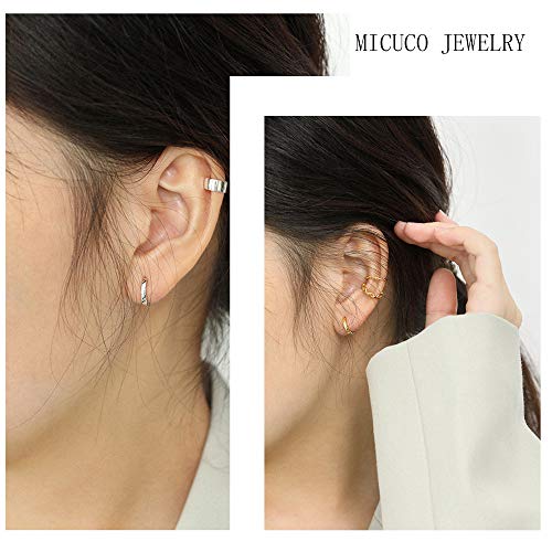 micuco 3 Pairs Small Gold Hoop Huggie Earrings Set for Women Men Tendy | 14K Gold Plated Small Huggie Hoop Earrings for Men, Tiny Cartilage Hypoallergenic Earring Set - style: J# Classic silver 10-10-10mm