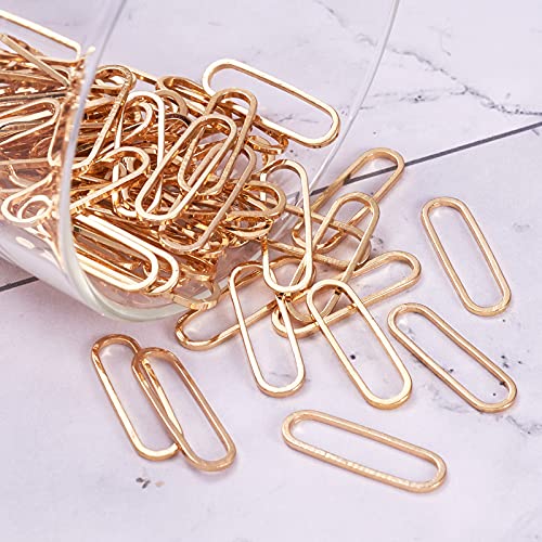 100Pcs 18K Gold Plated Charms Oval Connector Charms Linking Rings Hollow Frame Pendants Earring Hoops Open Bezel Pendants for Earrings Bracelet Necklace Macrame Making - color: 18K Gold Plated