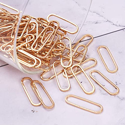 100Pcs 18K Gold Plated Charms Oval Connector Charms Linking Rings Hollow Frame Pendants Earring Hoops Open Bezel Pendants for Earrings Bracelet Necklace Macrame Making - color: 18K Gold Plated