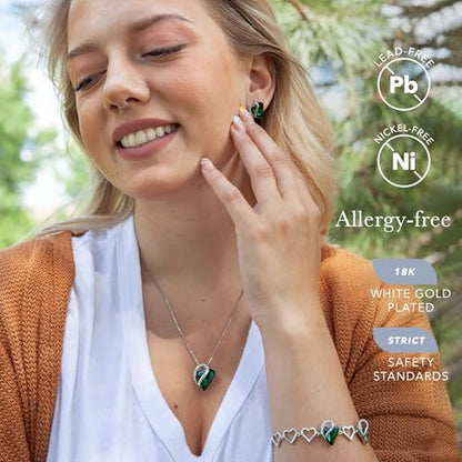 Leafael Necklace Gift Set for Women, Infinity Love Birthstone Heart Pendant with Matching Earrings and Bracelet, for Mom and Wife, Silver Plated - color: 05-Set-May-Emerald Green