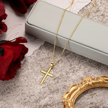 Cross Necklace for Women Gold Cross Necklaces for Women | Cross Chain 14K Gold Cross Necklace for Women Beauty Gold Faith Pendant Necklaces for Women Cross Necklaces 20/25mm - size: 30MM