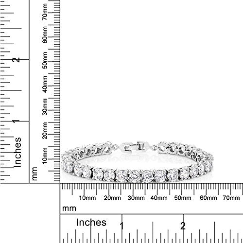Gem Stone King Multi-Color Classic Tennis Bracelet for Women | Sparkling Round Cubic Zirconia CZ | 7.50 Cttw | 7 Inch | Fine Jewelry Gift for Mother's Day Birthday Anniversary Her Mom Wife - color: White