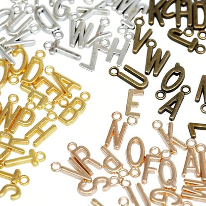 stino 200Pcs A-Z Metal Letter Charms for Jewelry Making, Capital Alphabet Initial Charms - color: 104PCs Letters Mixed Color