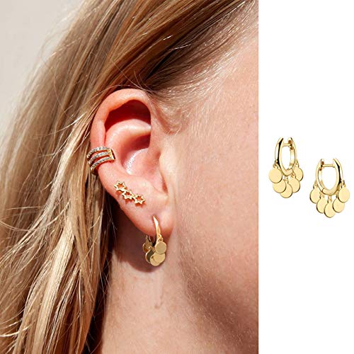 LOYATA Gold Huggie Hoop Earrings 14K Gold Plated Dainty Small Simple Hypoallergenic Jewelry Gift for Women - style: Wafer-1