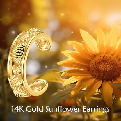 KECHO 14K Gold Ear Cuff Earrings Hypoallergenic Non Piercing Cartilage Earring Jewelry Gifts for Women - style: Sunflower