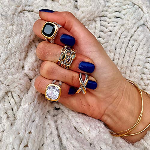 UNY JEWEL Two Tone Twisted Cable Ring for Women Gold Silver Mixed Metal Statement Ring Vintage Cable Wire Band Gift Jewelry for Her