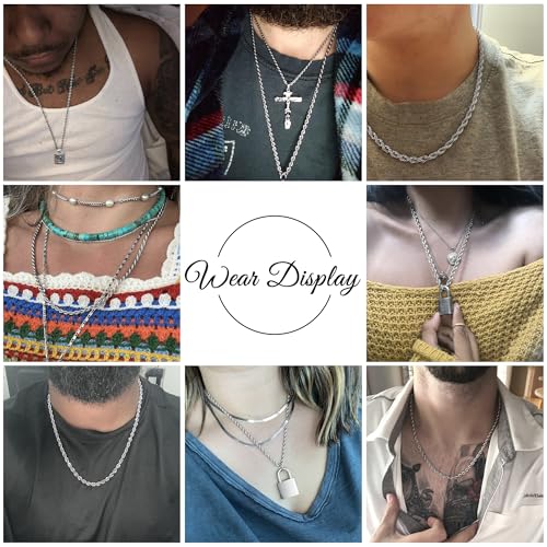 24K Gold Plated Rope Chain Stainless Steel Twist Chain Necklace Men Women - color: Stainless Steel, size: 30 Inches