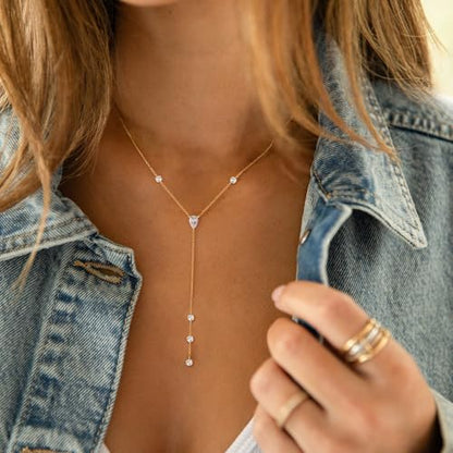 Long Necklaces for Women, Dainty Gold Drop Necklace 14k Gold Plated Y Shaped Lariat Necklace Simple Gold Necklaces for Women Trendy Chunky Long Necklace Formal Wedding Prom Necklace Jewelry - color: necklace-4-Gold