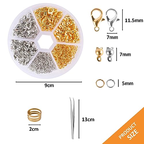 462 Pcs Lobster Claw Clasps with Jump Ring Opener and Tweezer | for Jewelry Making Kit,Lobster Clasp Set with Open Jump Rings Connectors,Bracelet Making Kit for Jewellery DIY Craft