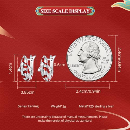 925 Sterling Silver Earrings Hypoallergenic Huggie Earring for Women - color: koi