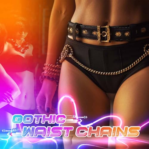 CLOACE Punk Waist Chain Belt Leather Layered Heart Body Chains Gothic Body Accessories for Women - color: C